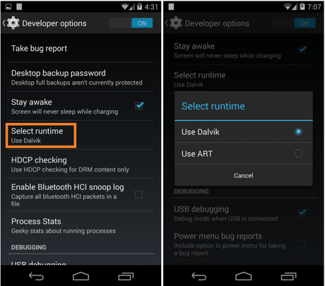 Todas las novedades y fallos solucionados de Android 4.4.1 ART-Dalvik-KitKat