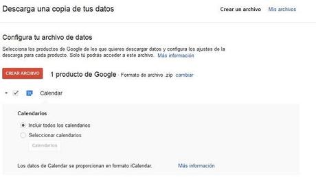 descarga Ya se puede descargar la copia de los datos de Gmail y del Calendario de Google