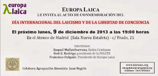 Europa Laica propone el 9 de Diciembre como el Día Internacional del Laicismo y la Libertad de Conciencia