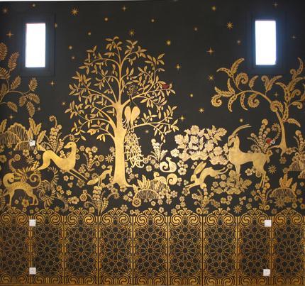 Mural Art Deco en Oro. ¡Impresionante!