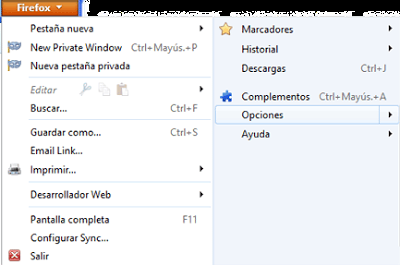 Menú Firefox