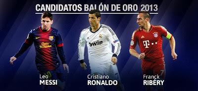 OFICIAL:Cristiano, Messi y Ribéry, finalistas del Balón de Oro