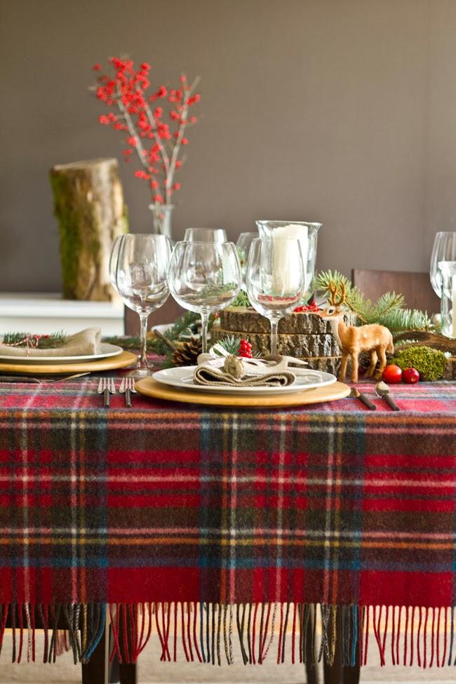 DECORACION DE MESA DE NAVIDAD CON ESTILO DE LA MONTAÑA