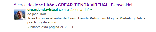 Tipos de fragmentos enriquecidos o rich snippets - snippet autor