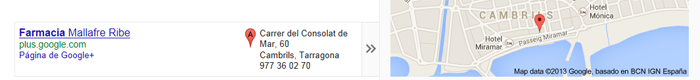 Tipos de fragmentos enriquecidos o rich snippets - snippet localización