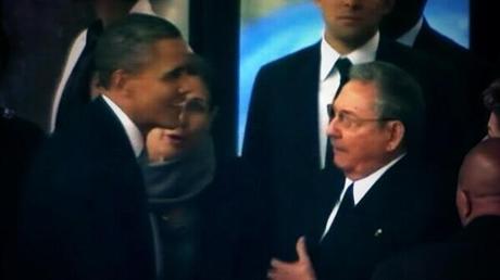 Mandela´s memorial Obama saluda a Raúl Castro