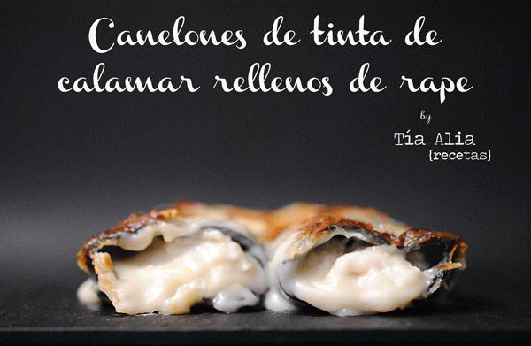 Canelones de tinta de calamar rellenos de rape