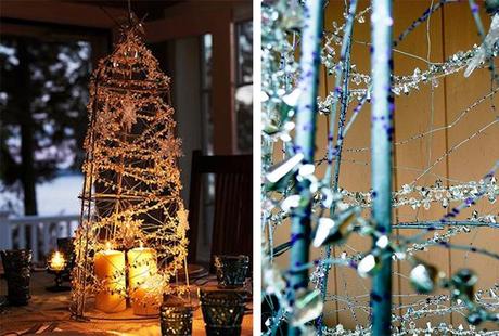 Centro de mesa DIY con forma de Arbol de Navidad iluminado