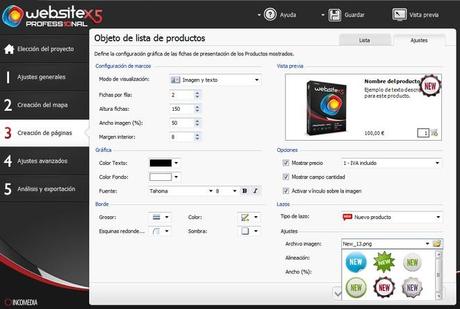WebSite X5 Professional Objeto de lista de productos