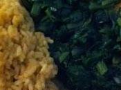 Arroz curry acelgas salteadas