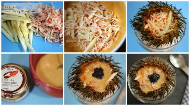 Crema express de bogavante y erizo con manzana para Navidad. Receta