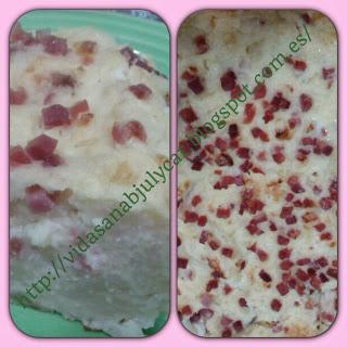 Tortilla coliflor al queso con jamón light