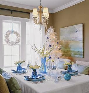 Lindas mesas navideñas en color azul