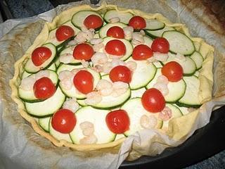 Quiche de calabacín con gambas