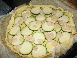 Quiche de calabacín con gambas