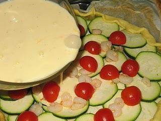 Quiche de calabacín con gambas