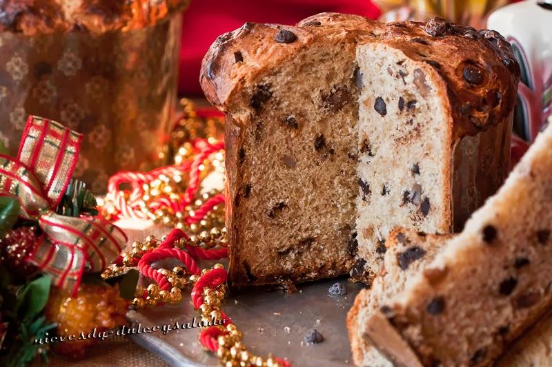 PANETTONE CON CASTAÑAS EN ALMIBAR Y  CHOCOLATE