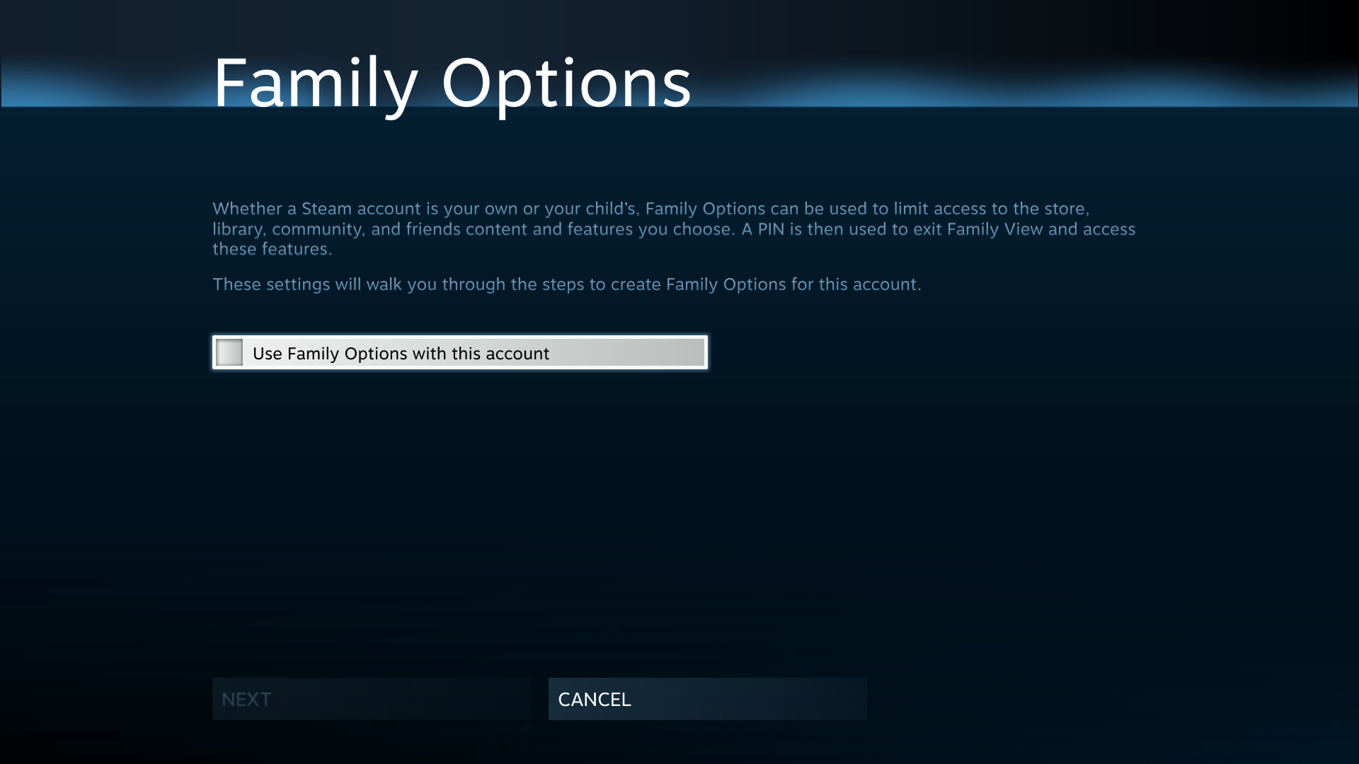 Opciones para Familia