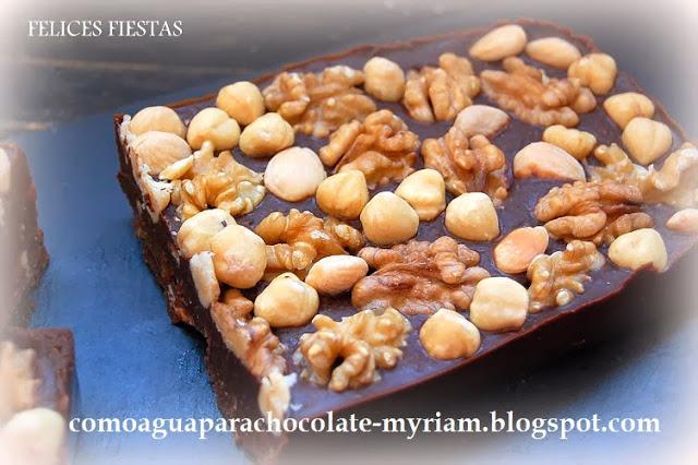 TURRÓN DE CHOCOLATE A LA NARANJA CON FRUTOS SECOS