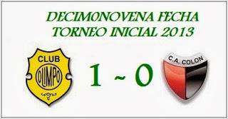 Olimpo:1 - Colón:0 (Fecha 19°)