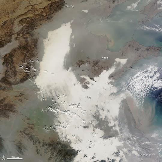 Imagen satélite de la contaminación en China