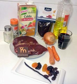 Carrilleras de ternera a la vainilla y salsa Oporto con pasas y orejones