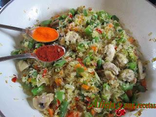 ARROZ VEGETAL CON PINCHO DE CHAMPIÑÓN