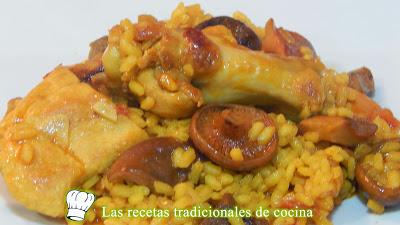 arroz con pollo y setas