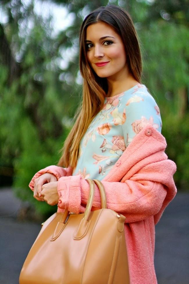 Pink Coat and blue dress