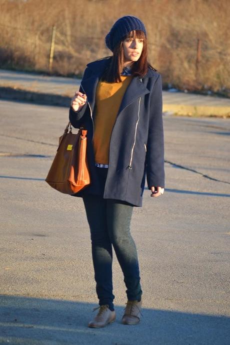 Navy Blue and mustard