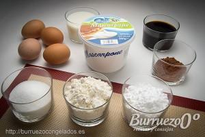 Ingredientes para la receta de tiramisu y queso mascarpone