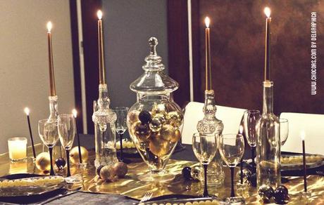 decoración negro dorado fin de año