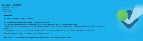 Foursquare se actualiza adoptando el estilo de iOS 7 fours Foursquare se actualiza adoptando el estilo de iOS 7