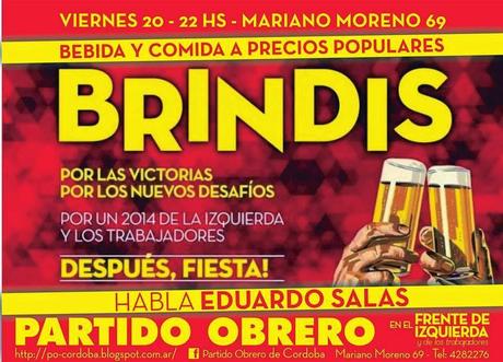 Brindis de fin de año en el local central del Partido Obrero de Córdoba