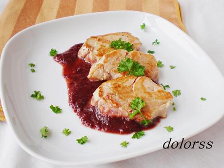 Solomillo con salsa de mermelada de arándanos