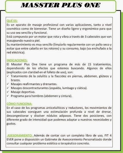 Masster Plus One: Y ahora sí, acabando con la celulitis.