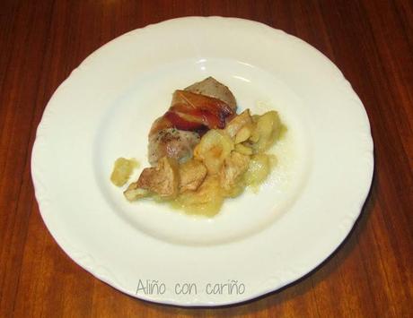 SOLOMILLO DE CERDO CON BACON Y GUARNICIÓN DE MANZANA. RECETA NAVIDEÑA