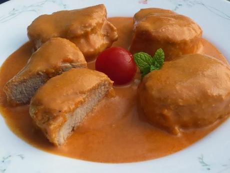 Solomillo en salsa de almendras olla GM