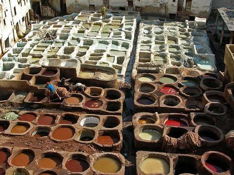 Antiguas curtiembres en Fez, que siguen manteniendo el mismo proceso