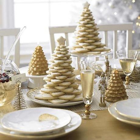 Lindas mesas navideñas en dorado