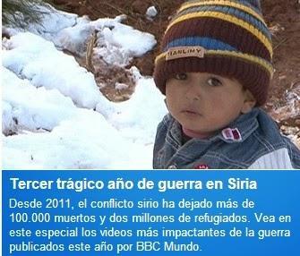 MÁS DE TRES AÑOS DEL CONFLICTO SIRIO: MÁS DE 100.000 MUERTOS Y DOS MILLONES DE REFUGIADOS