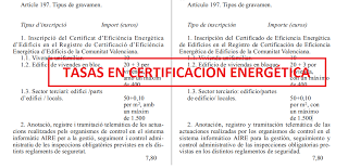 Tasas en certificación energética