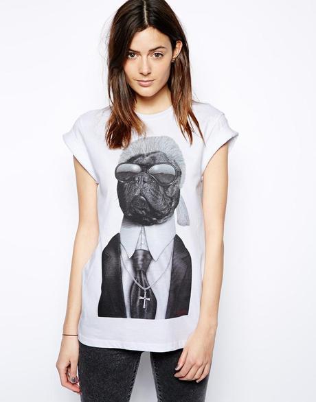 Camiseta blanca perro karl