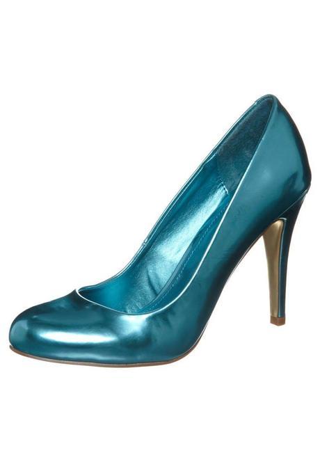 Zapatos metalizados turquesa de tacón