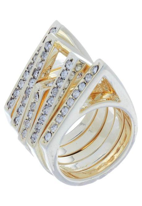 Anillo dorado y blanco con brillantitos