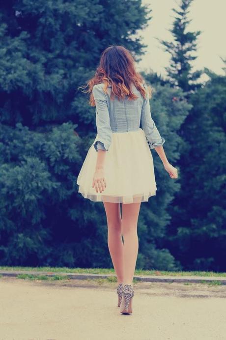 VESTIDO DENIM Y TUL PARA MI LOOK DE NOCHEBUENA