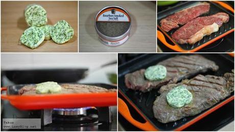 Entrecots con mantequilla de hierbas. Receta