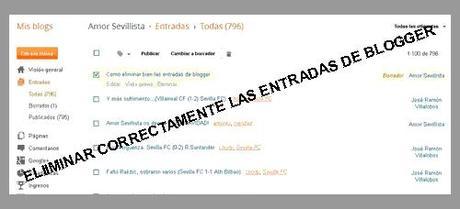 Como eliminar correctamente las entradas de blogger.