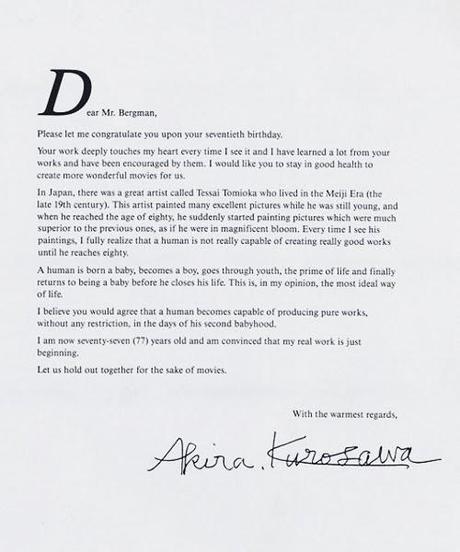 Cartas de Cine: Kurosawa felicita a Bergman