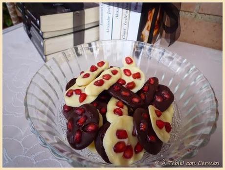 Chocolatinas de Chocolate Negro y Granada  ... y de no Chocolate Blanco